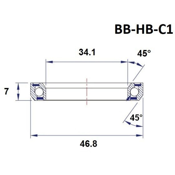 BLACK BEARING C1 Kogellager 1 1/4" 45/45° 34,1x46,8x7mm