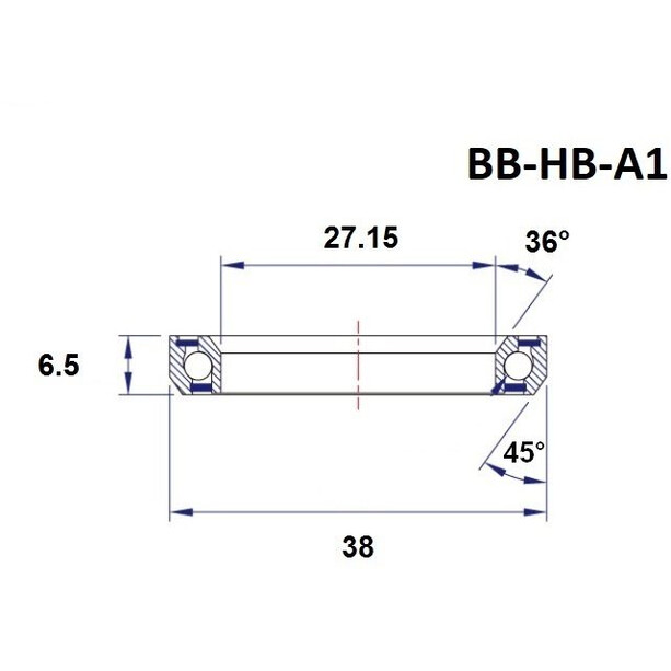 BLACK BEARING A1 Headset Bearing 1" 36/45° 27,15x38x6,5mm