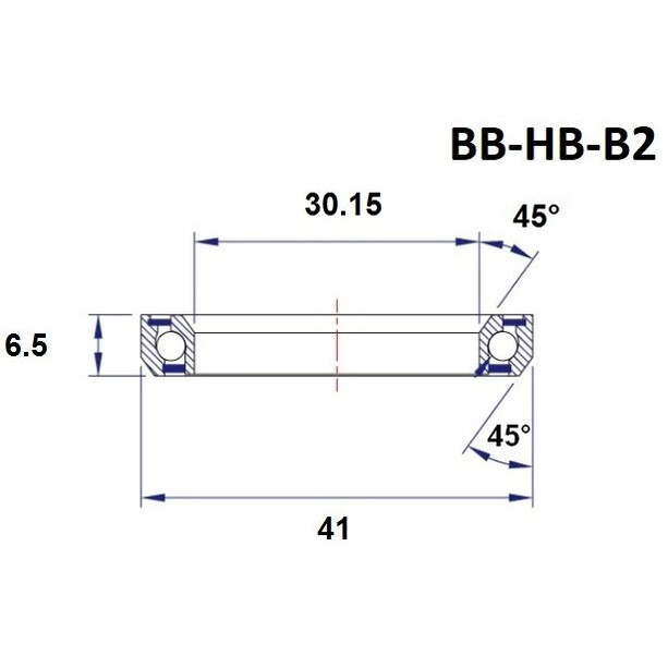 BLACK BEARING B2 Roulement jeu de direction 1 1/8" 45/45° 30,15x41x6,5mm