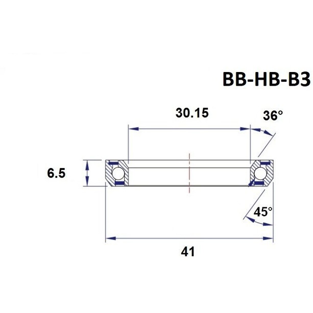 BLACK BEARING B3 Cuscinetto serie sterzo 1 1/8" 36/45° 30,15x41x6,5mm