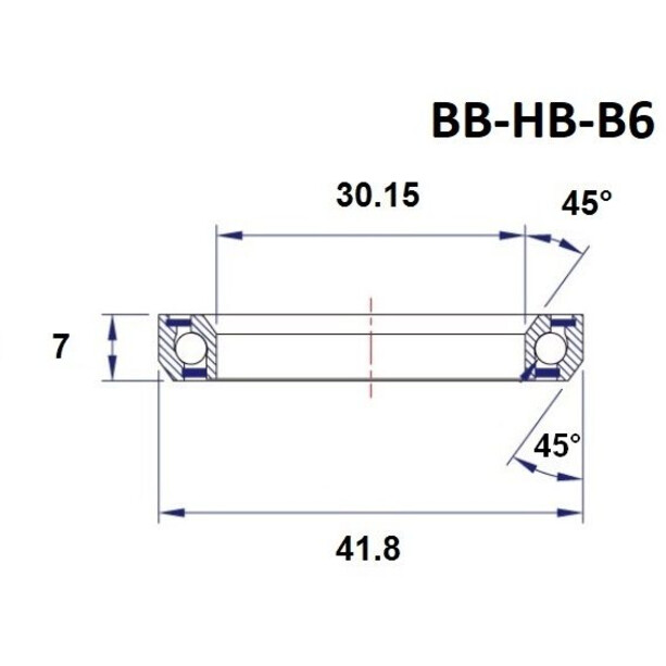 BLACK BEARING B6 Cojinete del juego de dirección 1 1/8" 45/45° 30,15x41,8x7mm