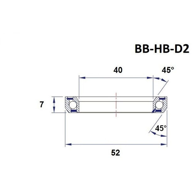 BLACK BEARING D2 Roulement jeu de direction 1 1/2" 45/45° 40x52x7mm
