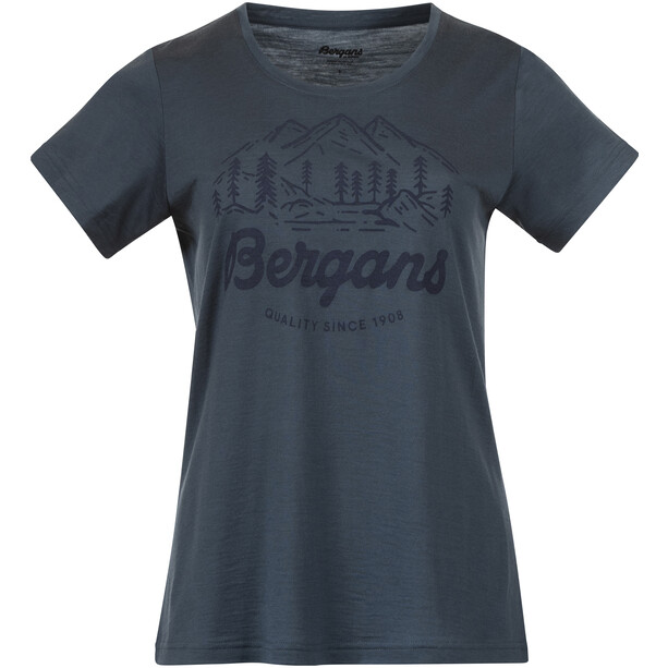Bergans Graphic Ull T-skjorte Dame Blå