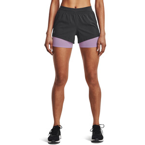 Under Armour Isochill Run 2-in-1 shorts Dames, grijs/rood grijs/rood
