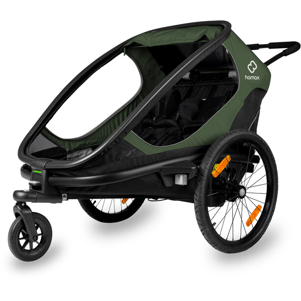 Hamax Outback Bike Trailer incl. Bicycle Arm & Stroller Wheel green/black