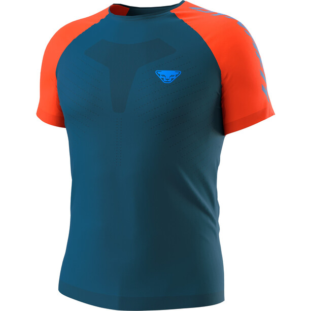 Dynafit Ultra 3 S-Tech Camiseta SS Hombre, Azul petróleo/naranja