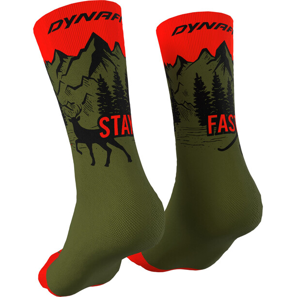 Dynafit Stay Fast Socken oliv/rot