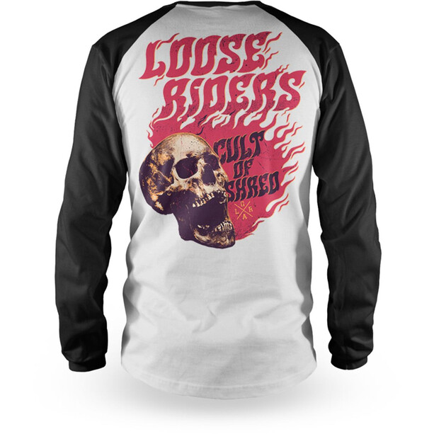 Loose Riders Flamin'Skull Maillot à manches longues Homme, blanc/noir