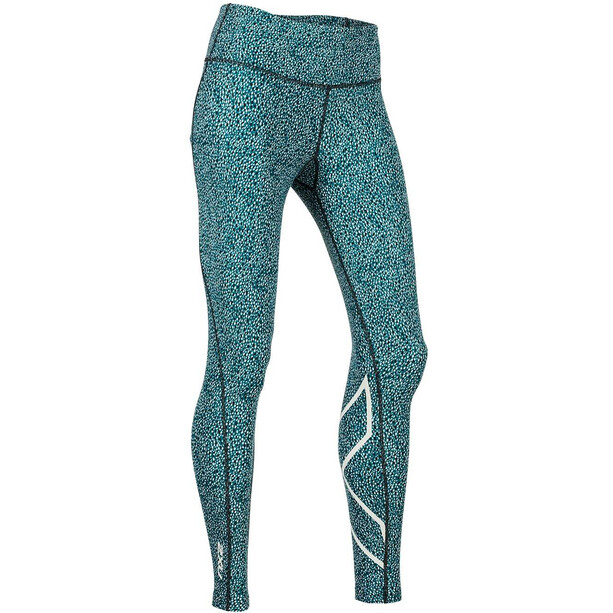 2XU Print Mid-Rise Compression Tights Women rainspot oceanteal/white