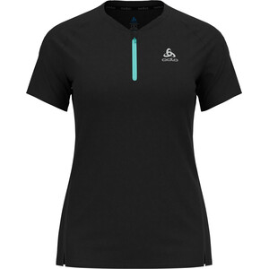 Odlo Axalp Trail Kurzarm Rundhals T-Shirt mit 1/2 Reißverschluss Damen schwarz