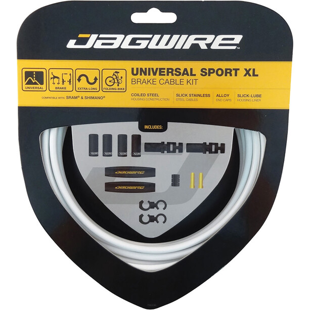 Jagwire Sport XL Set Cable de Freno Universal para Shimano/SRAM, blanco/negro