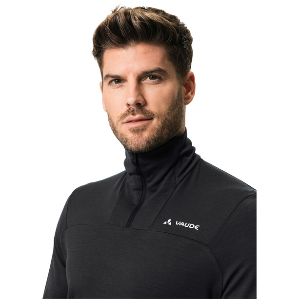 VAUDE Monviso Langarm T-Shirt aus Wolle mit 1/2 Reißverschluss Herren schwarz