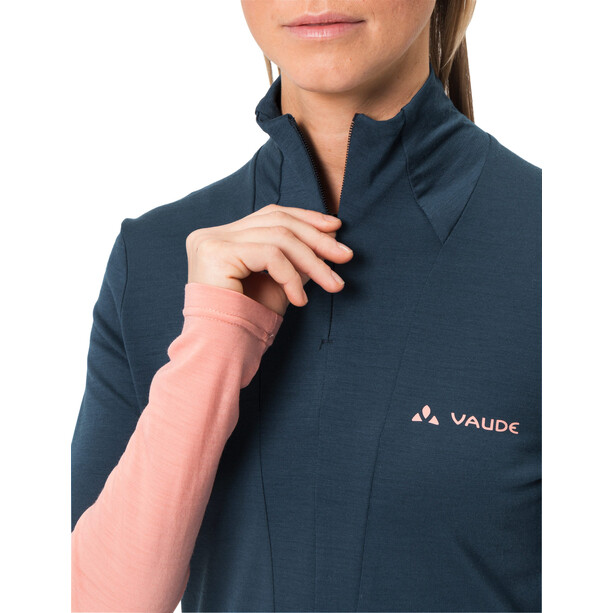 VAUDE Monviso Wollshirt mit 1/2 Reißverschluss Damen blau