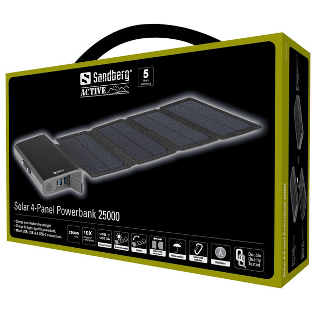 Sandberg Solar 4-Panel Powerbank 25000 schwarz