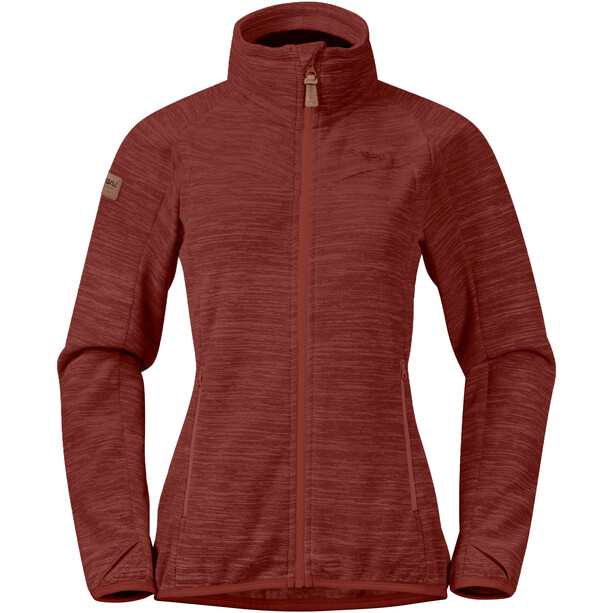 Bergans Hareid Giacca in pile NoHood Donna, rosso