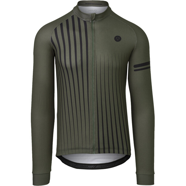 AGU Essential Faded Stripe Maglia jersey a maniche lunghe Uomo, verde oliva