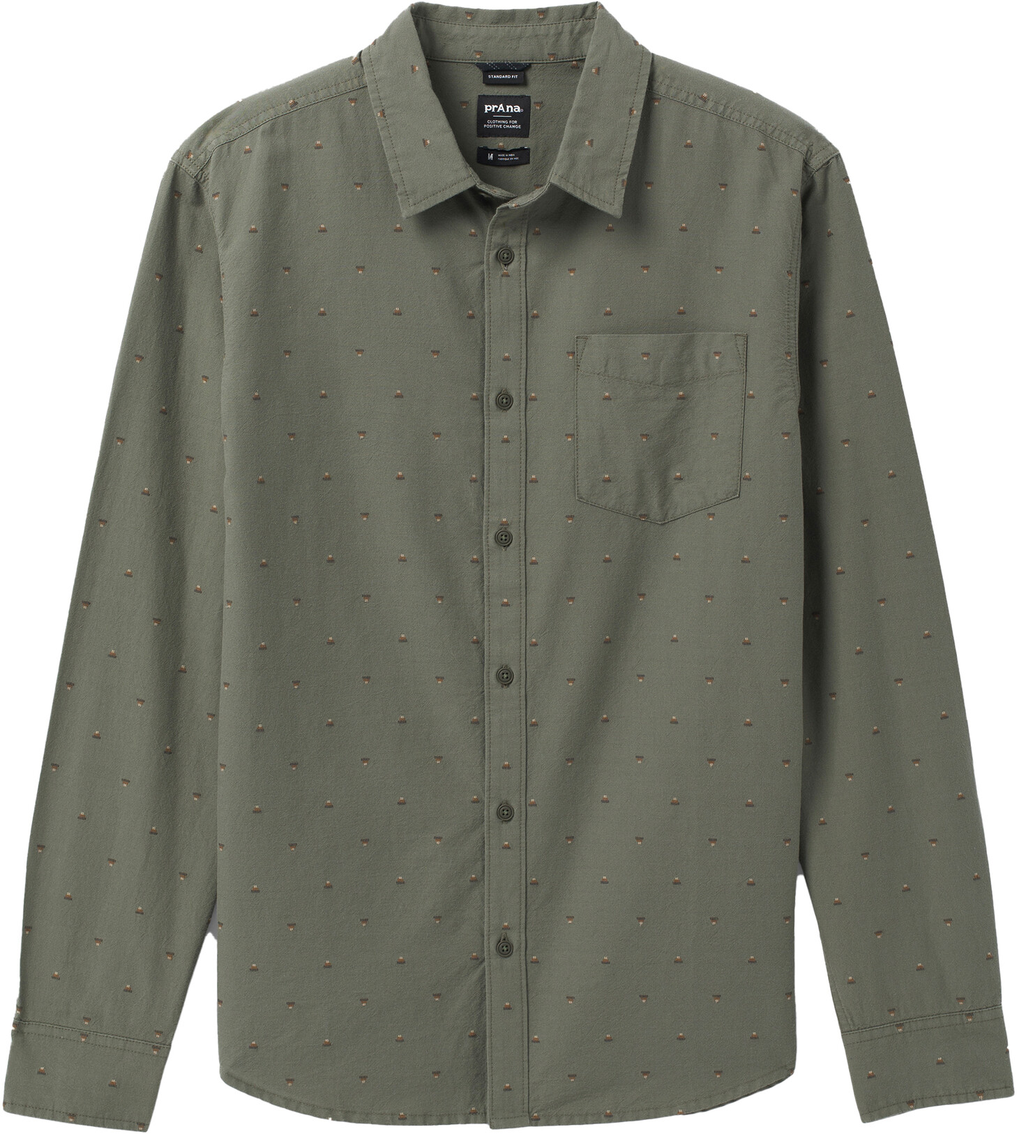 Prana Mountain Drift Langarm Slim-Fit Shirt Herren grün