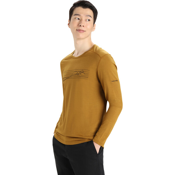 Icebreaker 200 Oasis Ski Stripes Camiseta de cuello redondo de manga larga Hombre, marrón
