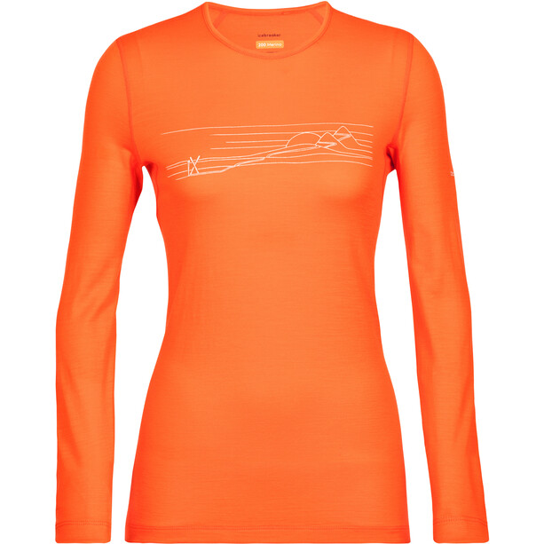 Icebreaker 200 Oasis Ski Stripes LS Crew Shirt Women, naranja