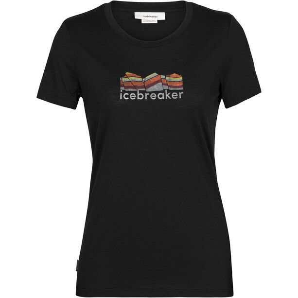 Icebreaker Tech Lite II Mountain Geology Camiseta SS Mujer, negro