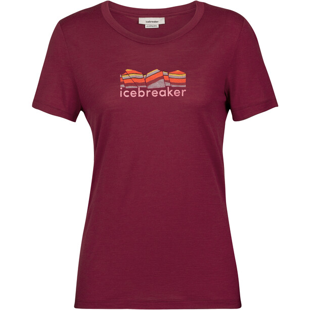 Icebreaker Tech Lite II Mountain Geology Camiseta SS Mujer, rojo