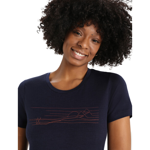 Icebreaker Tech Lite II Ski Stripes T-shirt à manches courtes Femme, bleu