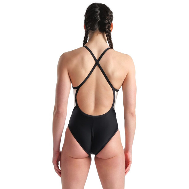 arena Icons Fast Back Panel One Piece Swimsuit Women, musta