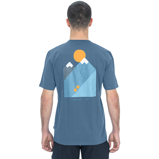 Cube Mountains Organic T-Shirt Uomo, blu