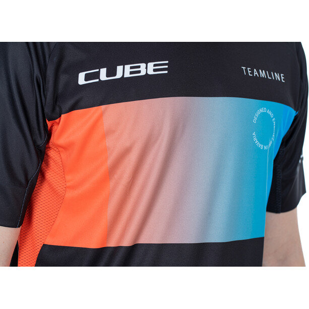 Cube Teamline Jersey SS à col rond Homme, noir/Multicolore