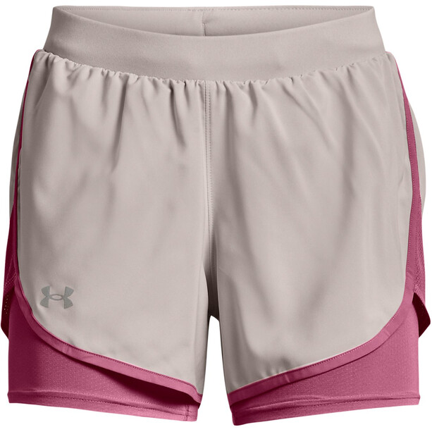 Under Armour Fly By Elite Shorts 2 en 1 Mujer, gris/rosa
