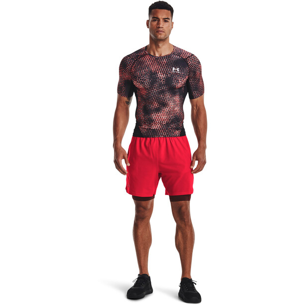 Under Armour HG Armour Printed Comp Shirt met korte mouwen Heren, zwart/rood
