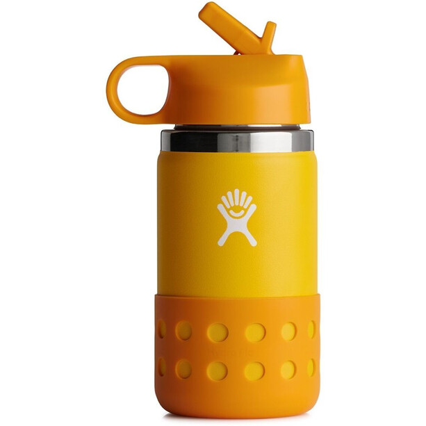 Hydro Flask Wide Mouth Trinkflasche mit Straw Lid und Boot 355ml Kinder orange