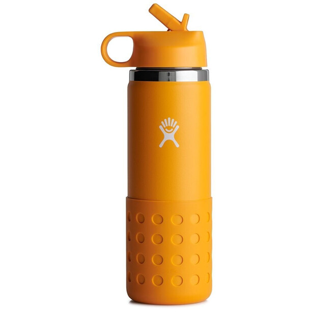 Hydro Flask Wide Mouth Bottle with Straw Lid and Boot 591ml Kids, orange