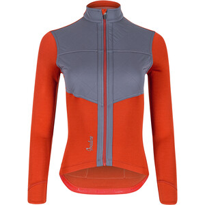 Isadore Signature Shield Jersey LS Femme, rouge/gris