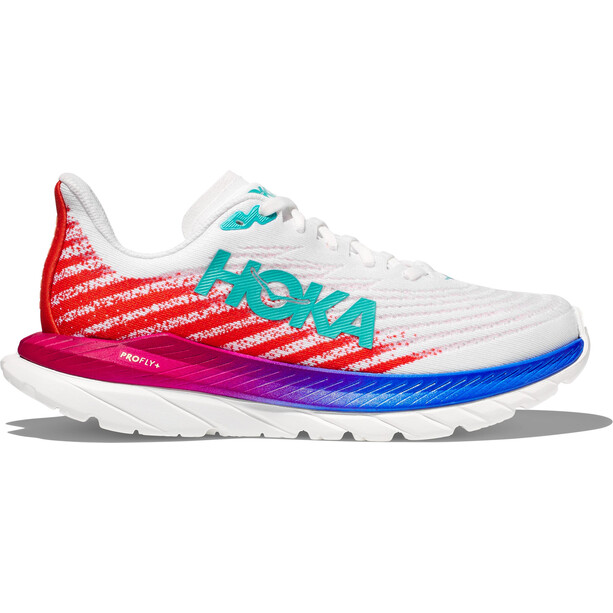Hoka One One Mach 5 Wide Chaussures de course Femme, blanc/rouge