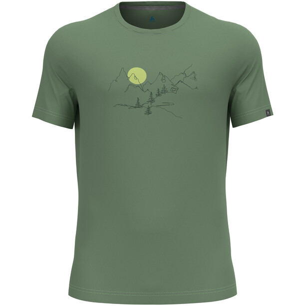 Odlo Nikko Landscape T-Shirt Col Ras-Du-Cou Homme, vert