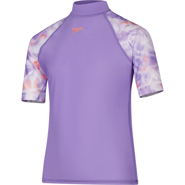 speedo Printed Kurzarmshirt mit UV-Schutz Mädchen blau/lila