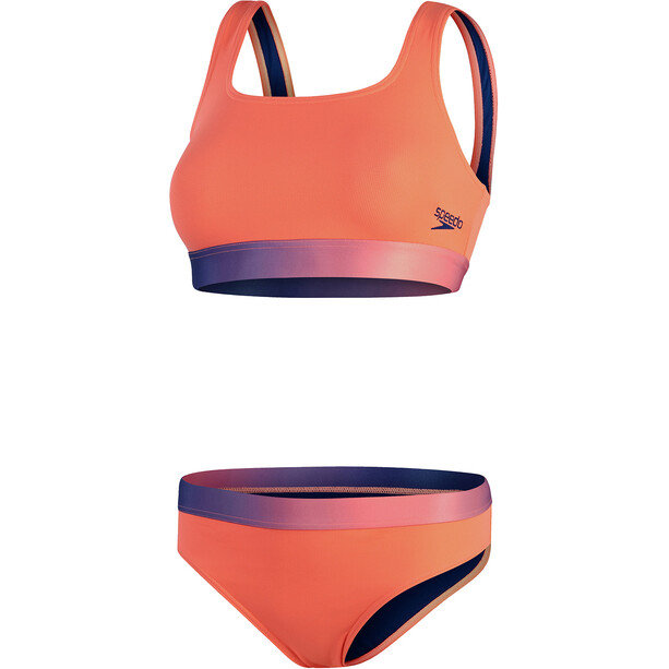 speedo Textured Deep U-Back 2-Teiliger Bikini Damen orange