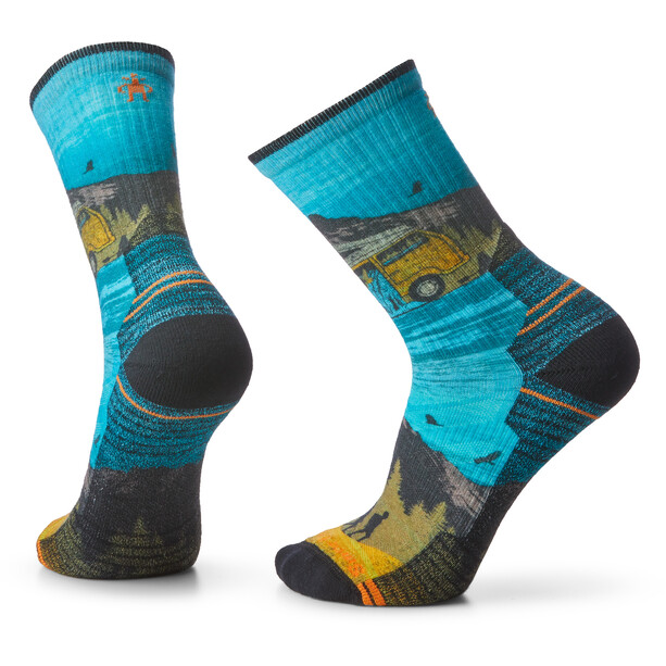 Smartwool Hike Light Cushion Great Excursion Print Chaussettes Mi-Hautes Homme, turquoise/Multicolore