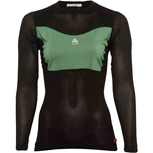 Aclima WoolNet Light Langarm T-Shirt Damen schwarz/grün
