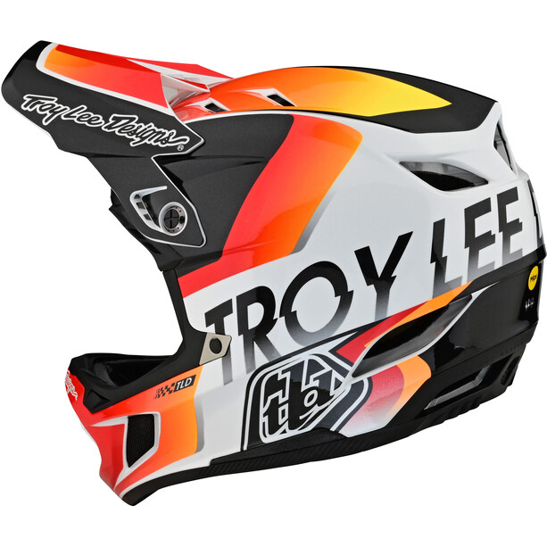 Troy Lee Designs D4 Composite MIPS Helm, wit/oranje