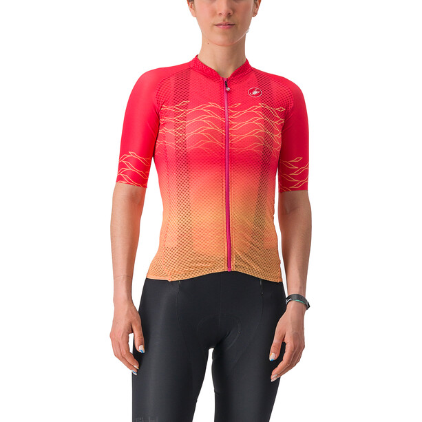 Castelli Climber'S 2.0 Koszulka rowerowa z zamkiem błyskawicznym Kobiety, czerwony/pomarańczowy