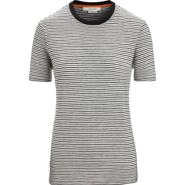 Icebreaker Merino Linen Stripe Koszulka SS Kobiety, biały/czarny