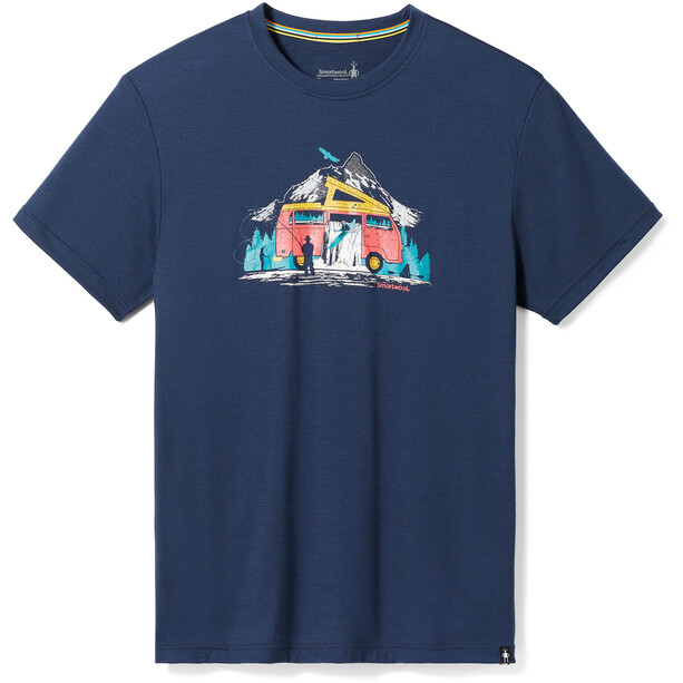 Smartwool River Van Graphic Camiseta SS Slim Fit, azul