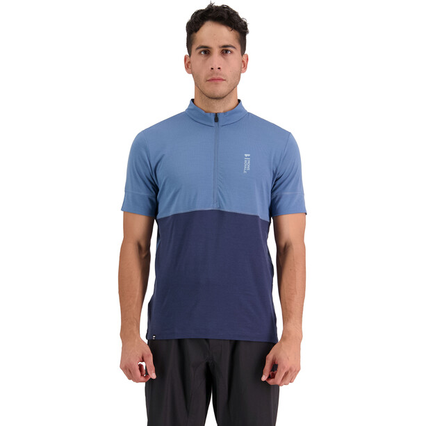 Mons Royale Cadence Shirt mit 1/2 Reißverschluss Herren blau