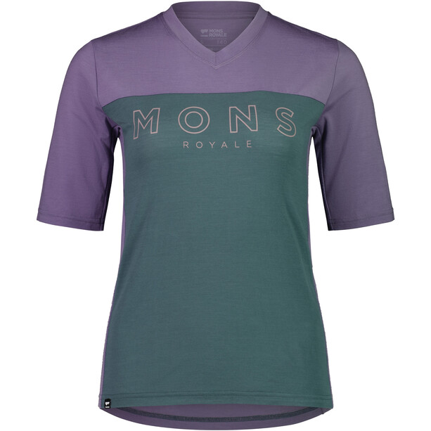 Mons Royale Redwood Enduro VT Camiseta SS Mujer, Azul petróleo/violeta
