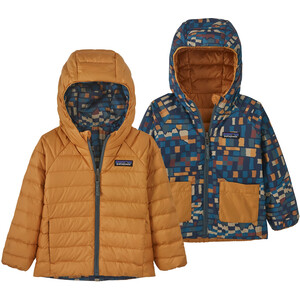 Patagonia Down Sweater Sudadera con capucha reversible Niños, marrón/azul marrón/azul