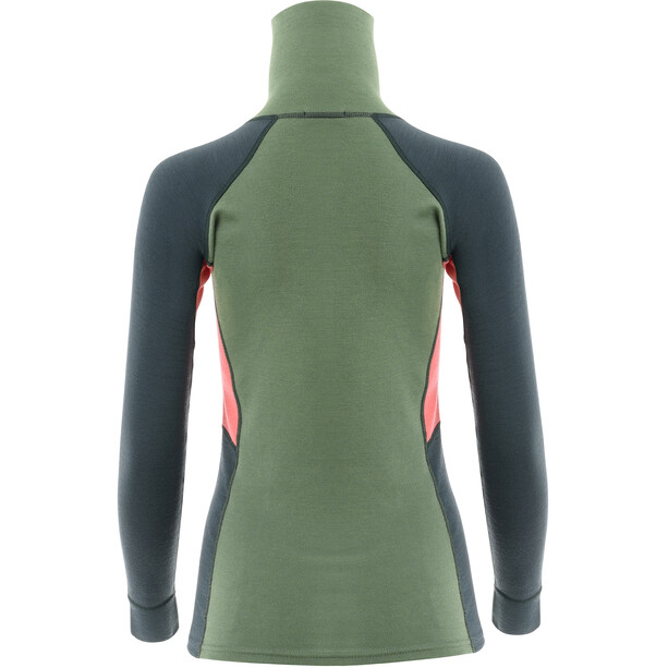 Aclima WarmWool Polo Shirt Women dill / green gables / spiced coral
