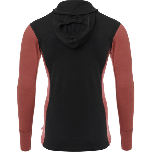 Aclima WarmWool Zipped Hood Sweater Men, noir/rouge