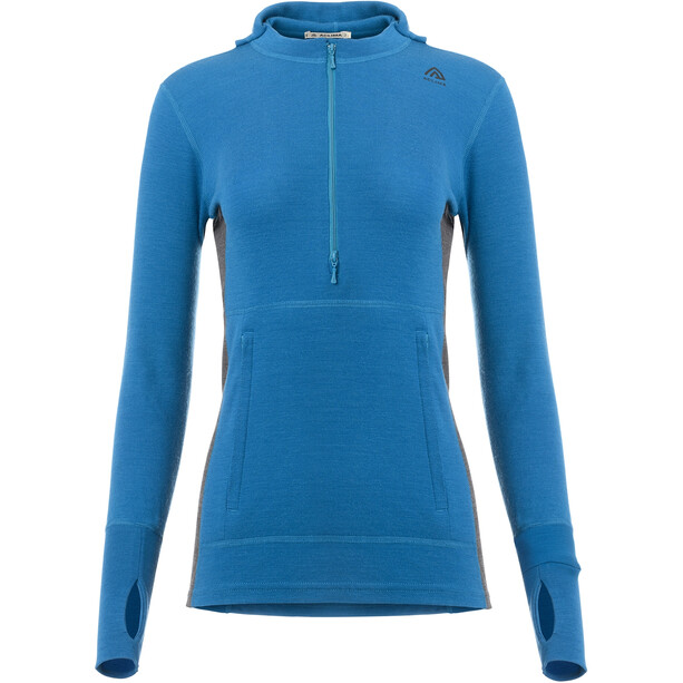 Aclima WarmWool Zipped Hood Sweater Women, blauw